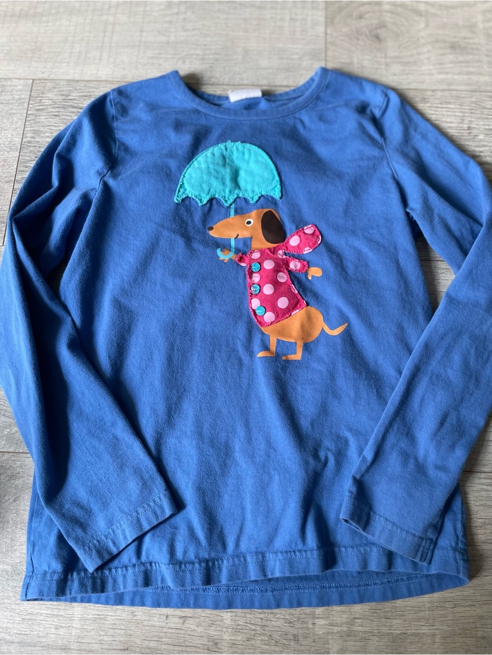 Mini Boden Dog Appliqué Long Sleeve Shirt